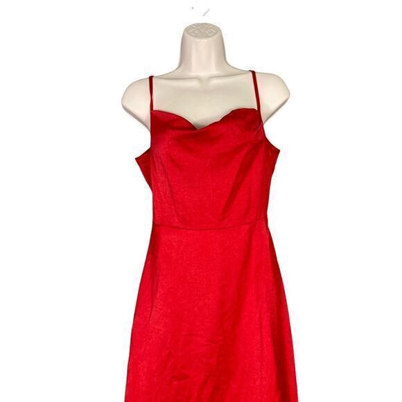 SHEIN‎ Women's Red Midi Slip Dress XS Thin Straps Flattering Cocktail Party - Picture 1 of 10
